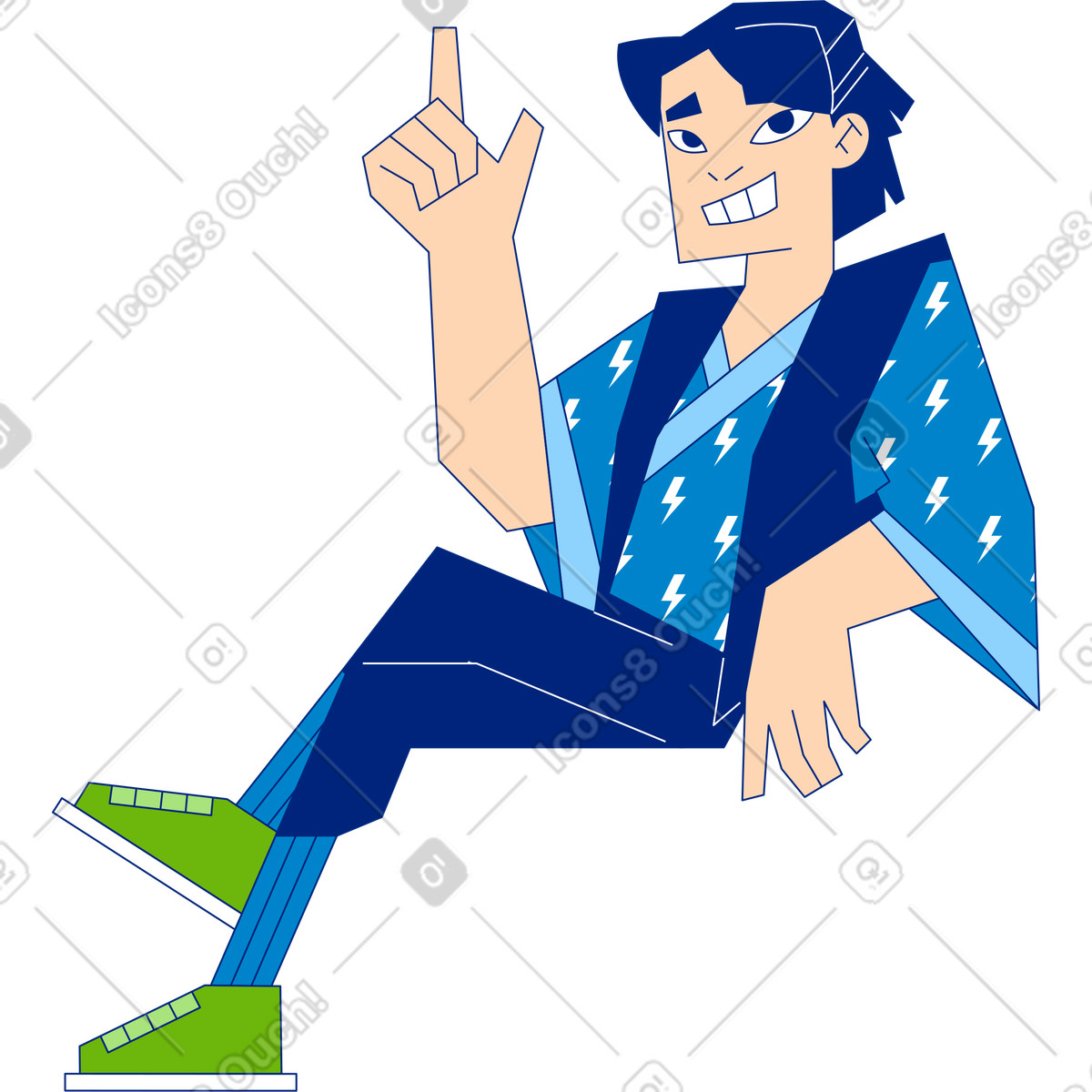 下载 Neo-Sakura 风格的 Smiling man sitting and holding something 插画，支持 PNG、SVG 格式