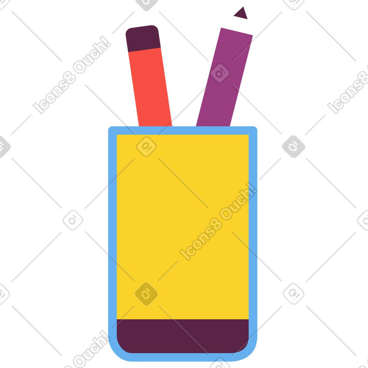 Illustration Tasse avec des crayons dans le style Sammy à télécharger aux formats PNG, SVG
