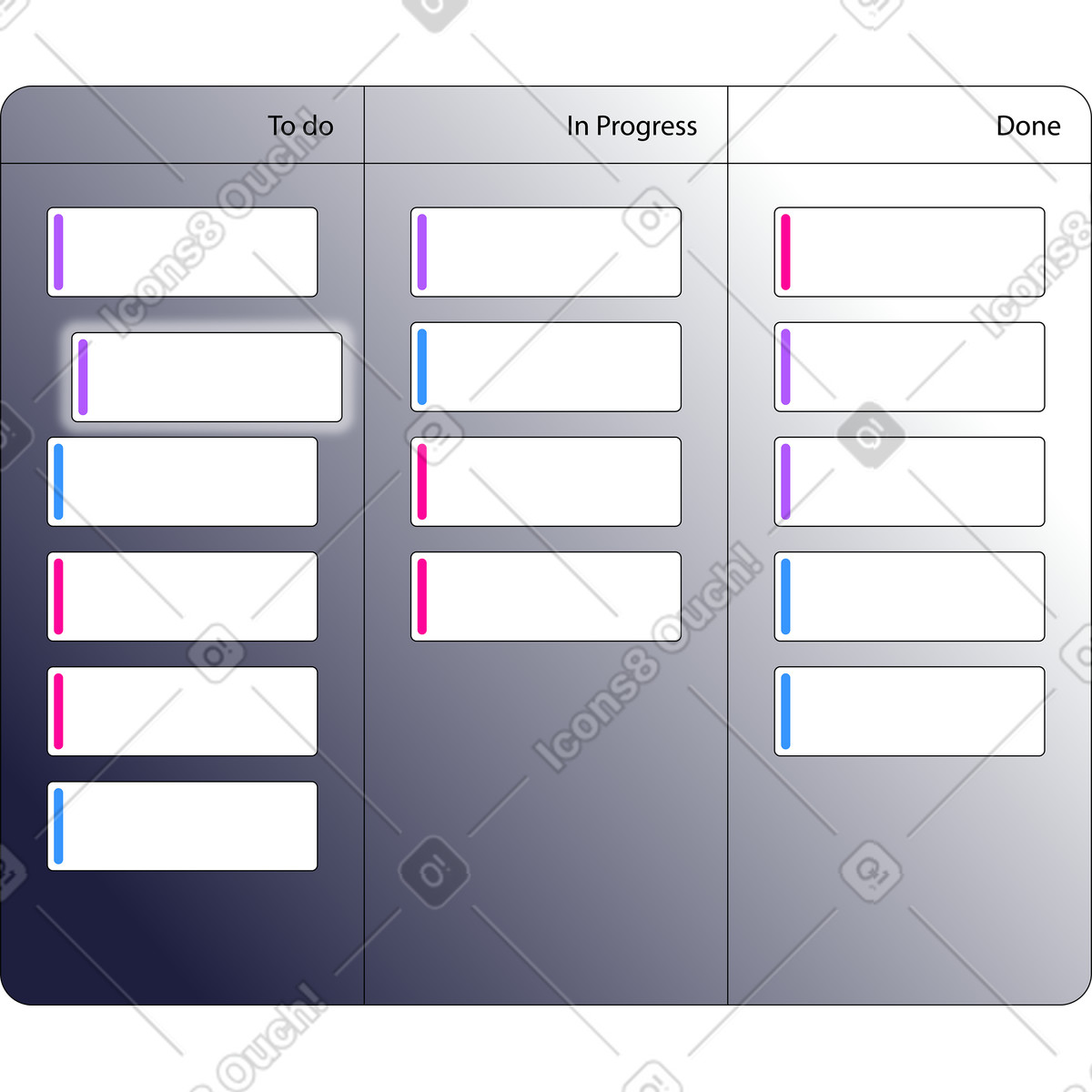 Illustration Tableau kanban dans le style Pop à télécharger aux formats PNG, SVG