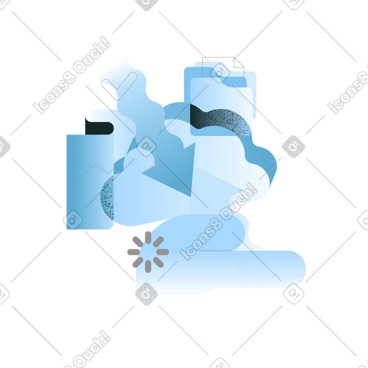Cartelle di file, archiviazione cloud, download dati illustrazione in stile Concept scarica in PNG, SVG
