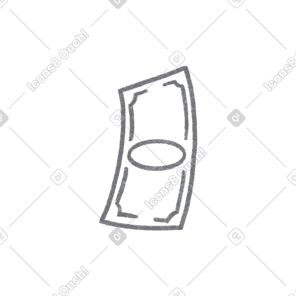 Grey banknote illustration in Tutti style download in PNG, SVG