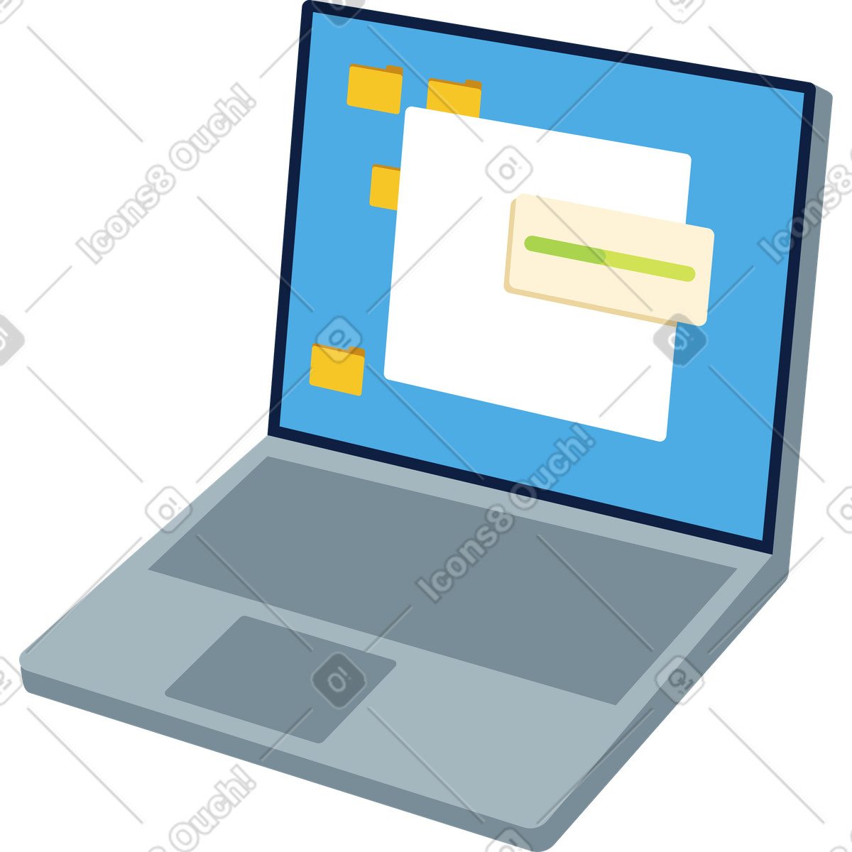 Laptop aperto con interfaccia illustrazione in stile Catchy scarica in PNG, SVG