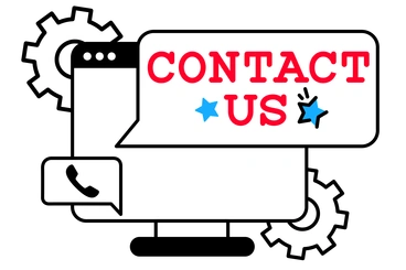A computer screen with a contact message - Transistor style illustration