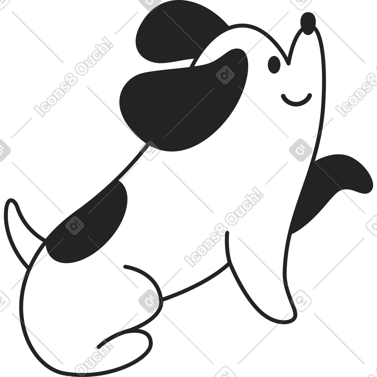 下载 Sammy Line 风格的 坐着的狗，爪子抬起 插画，支持 PNG、SVG 格式