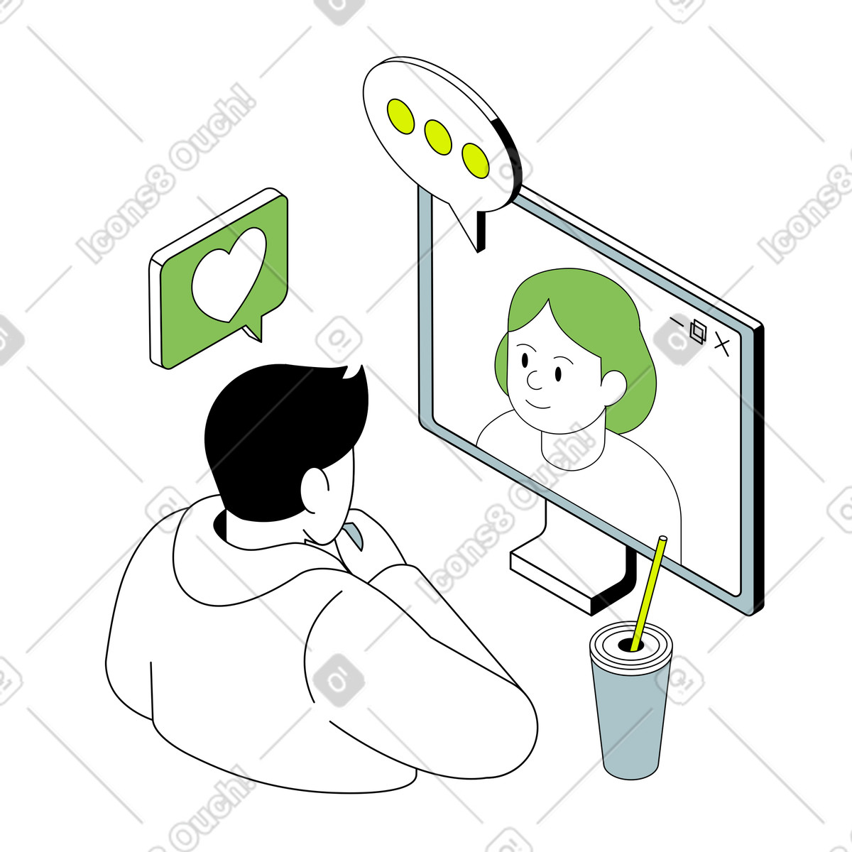 Menschen unterhalten sich auf einer online-dating-plattform-Illustration in PNG, SVG
