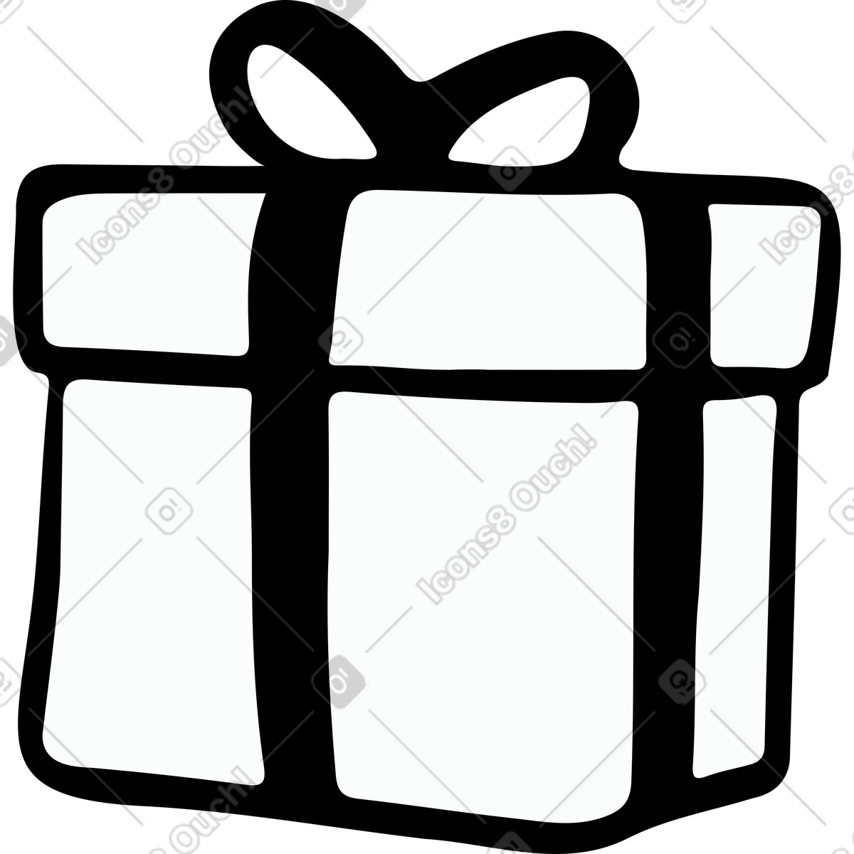 Ilustração de Presente com laço preto em no estilo Journal para baixar em PNG, SVG
