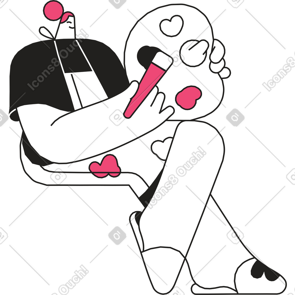 Illustration Femme artiste avec pinceau et palette dans le style Dazzle Line à télécharger aux formats PNG, SVG