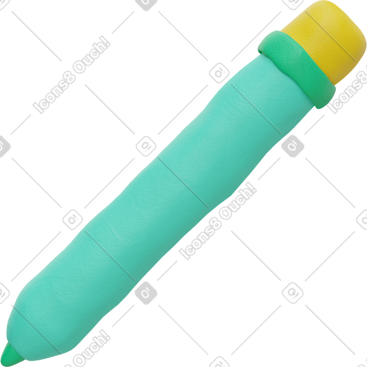 Matita blu verde illustrazione in stile 3D Plastilina scarica in PNG, SVG