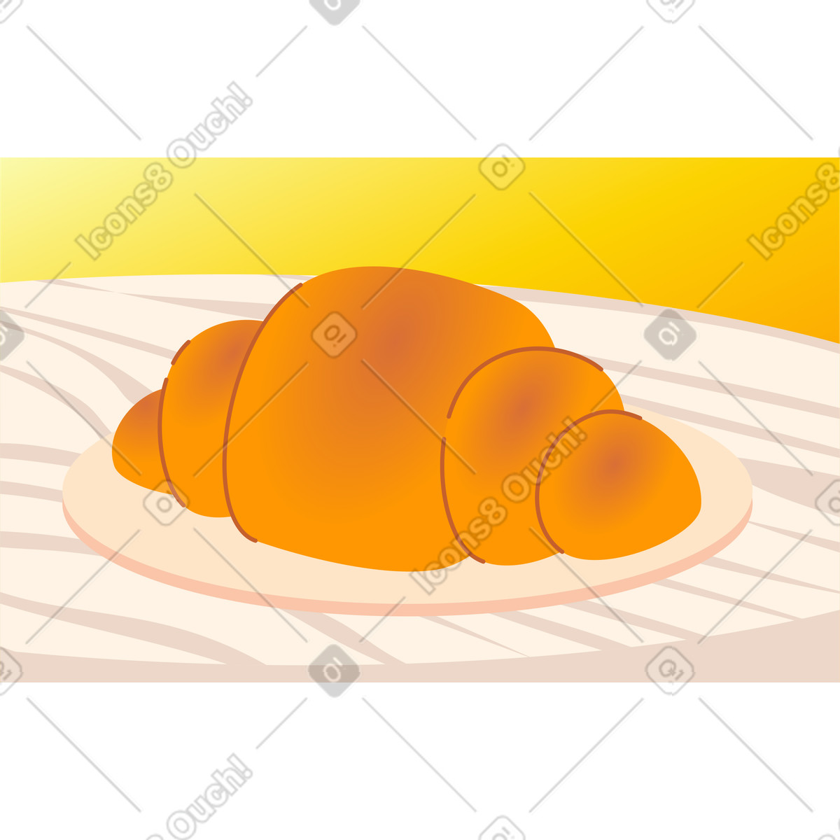 Croissant auf einem teller-Illustration im Fizzy-Stil als Download in PNG, SVG