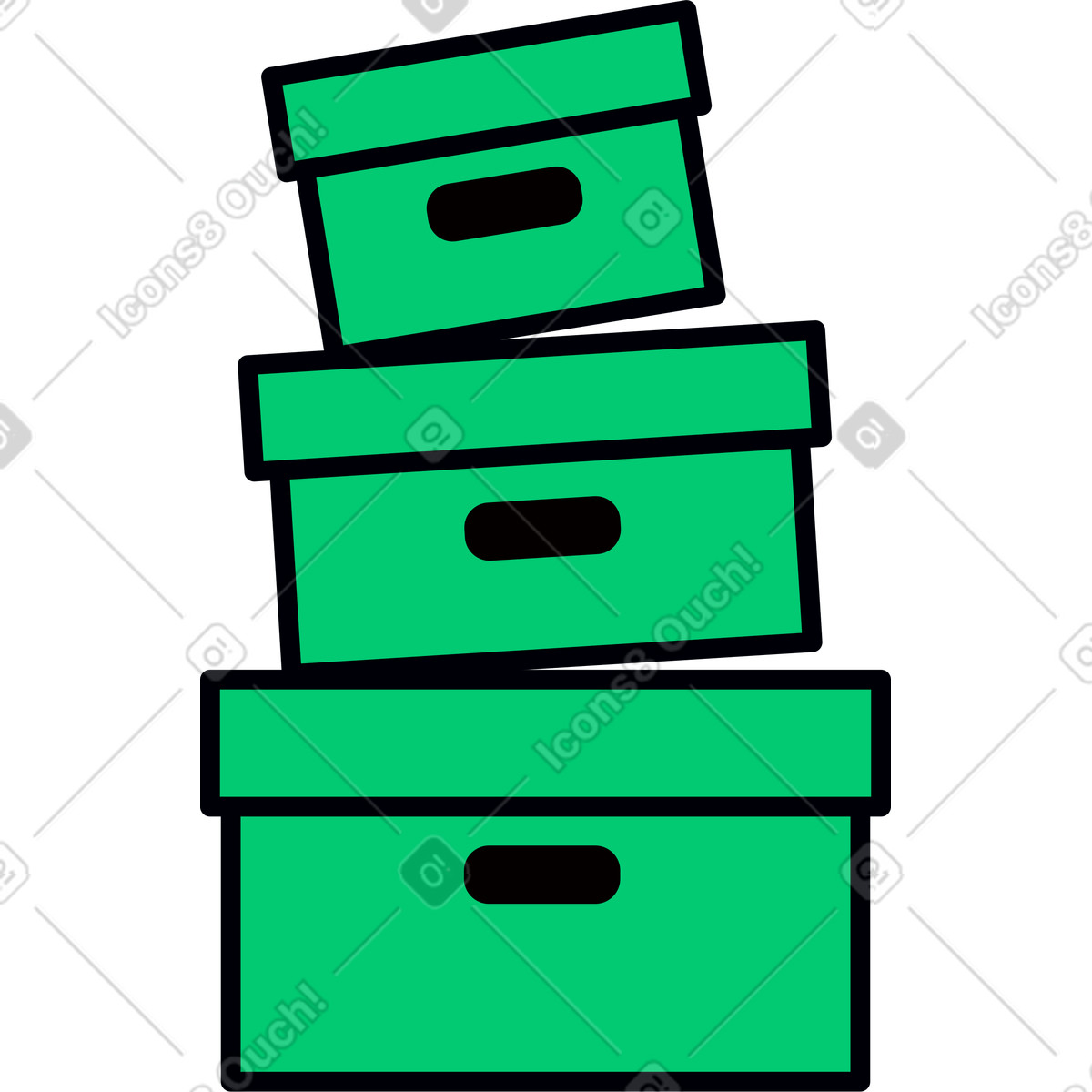 Ilustración Tree green box en estilo Droll a descargar en PNG y SVG