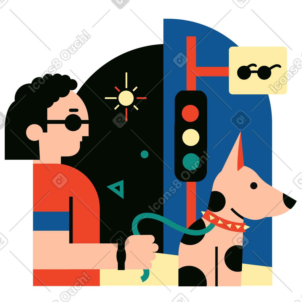 Traffic light for the blind illustration in Polar style download in PNG, SVG