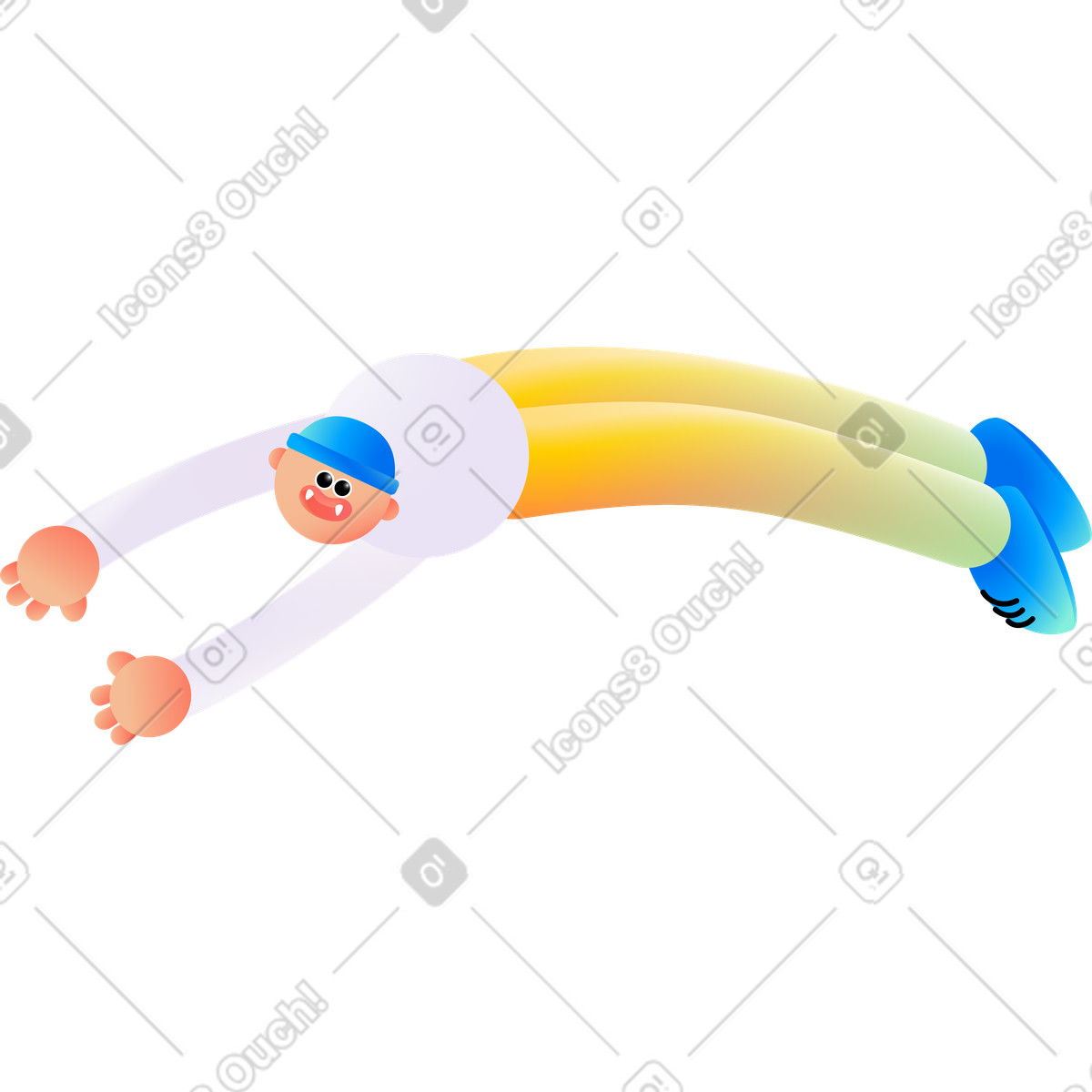 Ilustração de Homem pulando com os braços estendidos em no estilo Puffy para baixar em PNG, SVG