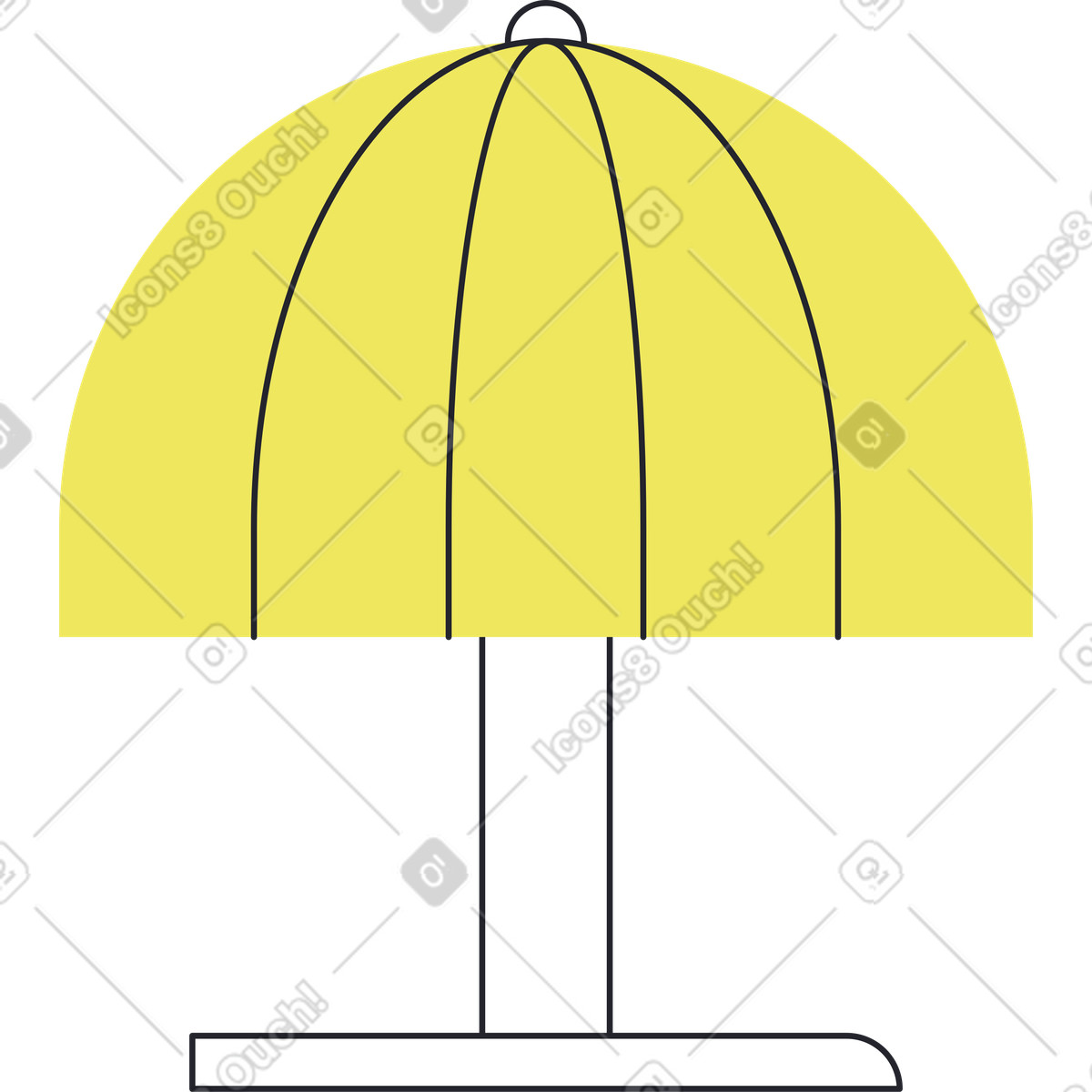 Small table lamp with semisphere lampshade illustration in Boba style download in PNG, SVG