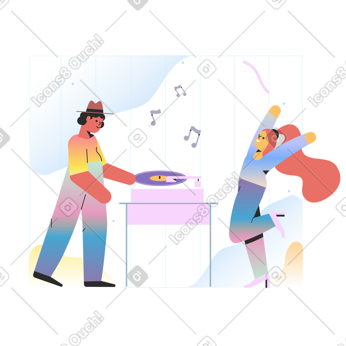 Marginalia スタイルの パーティーでのdj のイラストをPNG、SVG形式でダウンロード