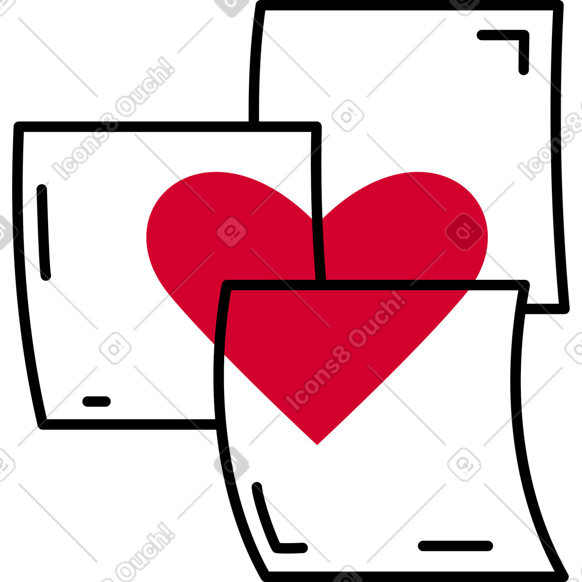 Sticky notes with heart illustration in Ruby style download in PNG, SVG