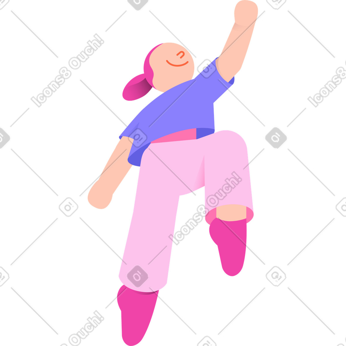 Ilustración Mujer saltando en estilo 8bit a descargar en PNG y SVG