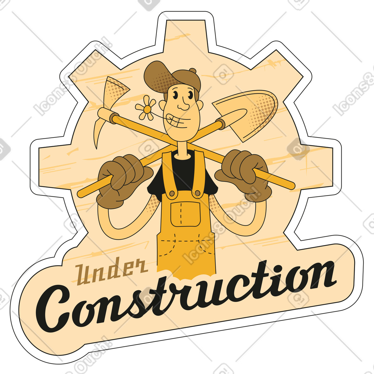 Illustration Autocollant en construction dans le style Rubber à télécharger aux formats PNG, SVG
