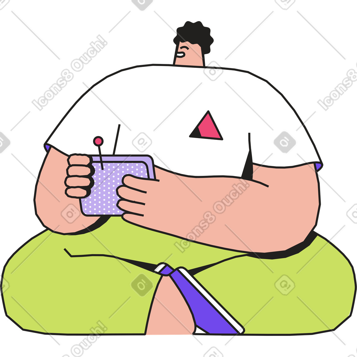 Ilustración Hombre sentado con mando a distancia en estilo Dazzle descargar en PNG y SVG