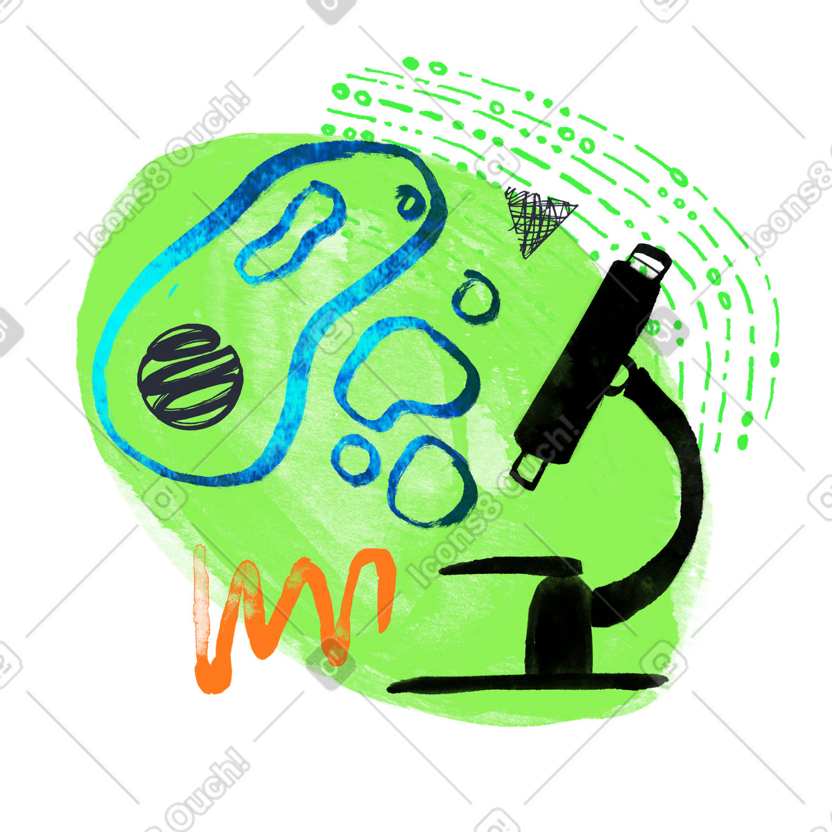 Cells under microscope illustration in Inky style download in PNG, SVG