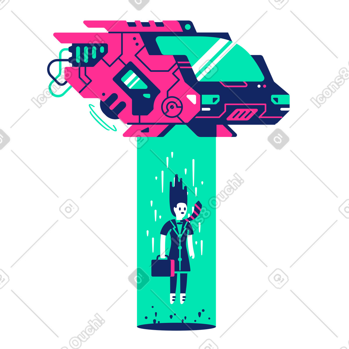 Ilustração de Carro futurista sequestrando uma mulher em no estilo Cyborg para baixar em PNG, SVG