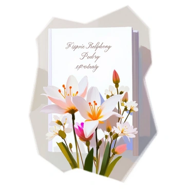 A book cover design for a poetry anthology featuring a simple, elegant layout. The background is a soft white or light pastel shade. At the center, delicate floral illustrations are displayed, showcasing a variety of flowers such as dainty lilies, soft roses, and slender wildflowers. The flowers are gently arranged to create a harmonious composition, intertwining gracefully. The title of the anthology is prominently placed above the floral designs in elegant, understated typography.