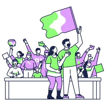 A large group of fans is standing in the stands, passionately singing the national anthem. They are dressed in team colors, with some holding up painted signs and wearing hats. In the foreground, a woman with long hair is singing with her hand over her heart. Behind her, a man is waving a large flag that proudly displays its design, the fabric fluttering in the air. The crowd around them is engaged, with some people raising their arms in celebration. The atmosphere is filled with excitement and unity, as everyone participates in the moment.