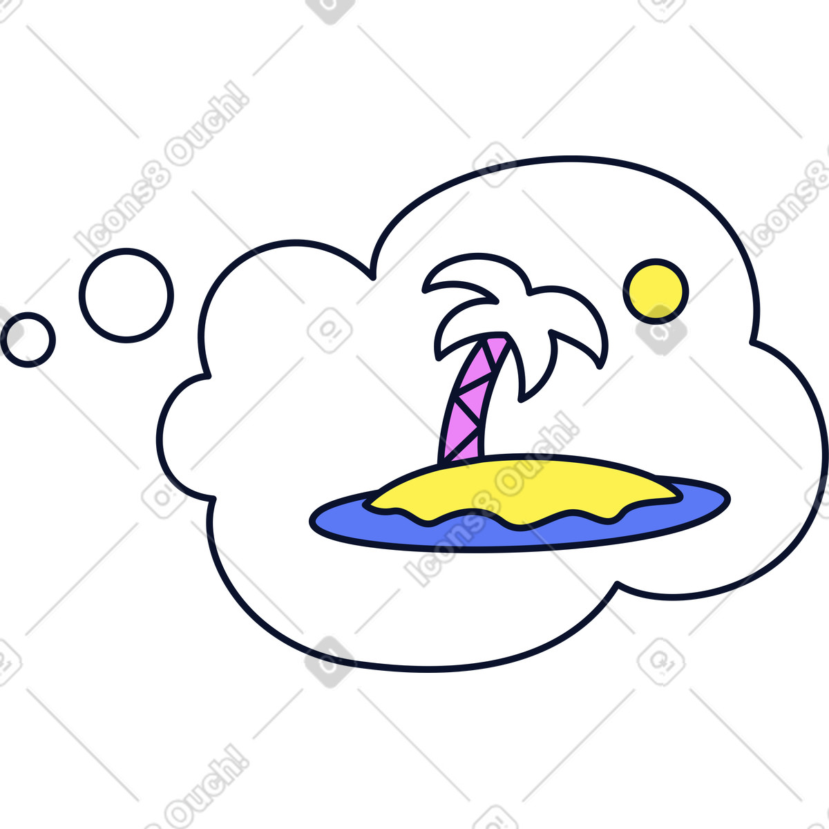 下载 Flexy 风格的 带有假期图标的思想泡泡 插画，支持 PNG、SVG 格式