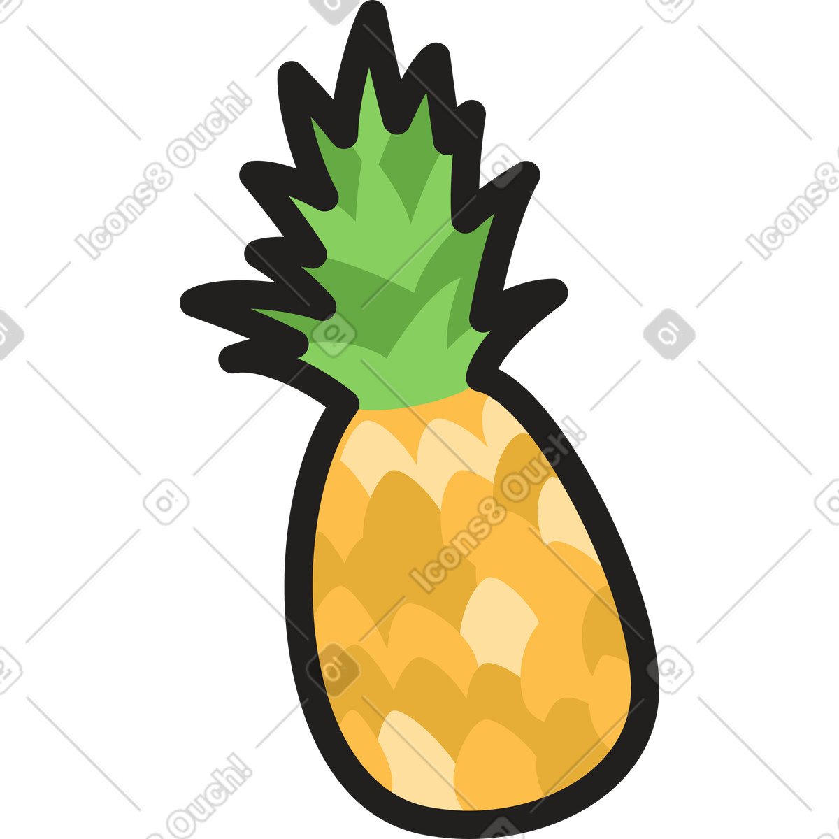 Ananas illustrazione in stile Clipart scarica in PNG, SVG