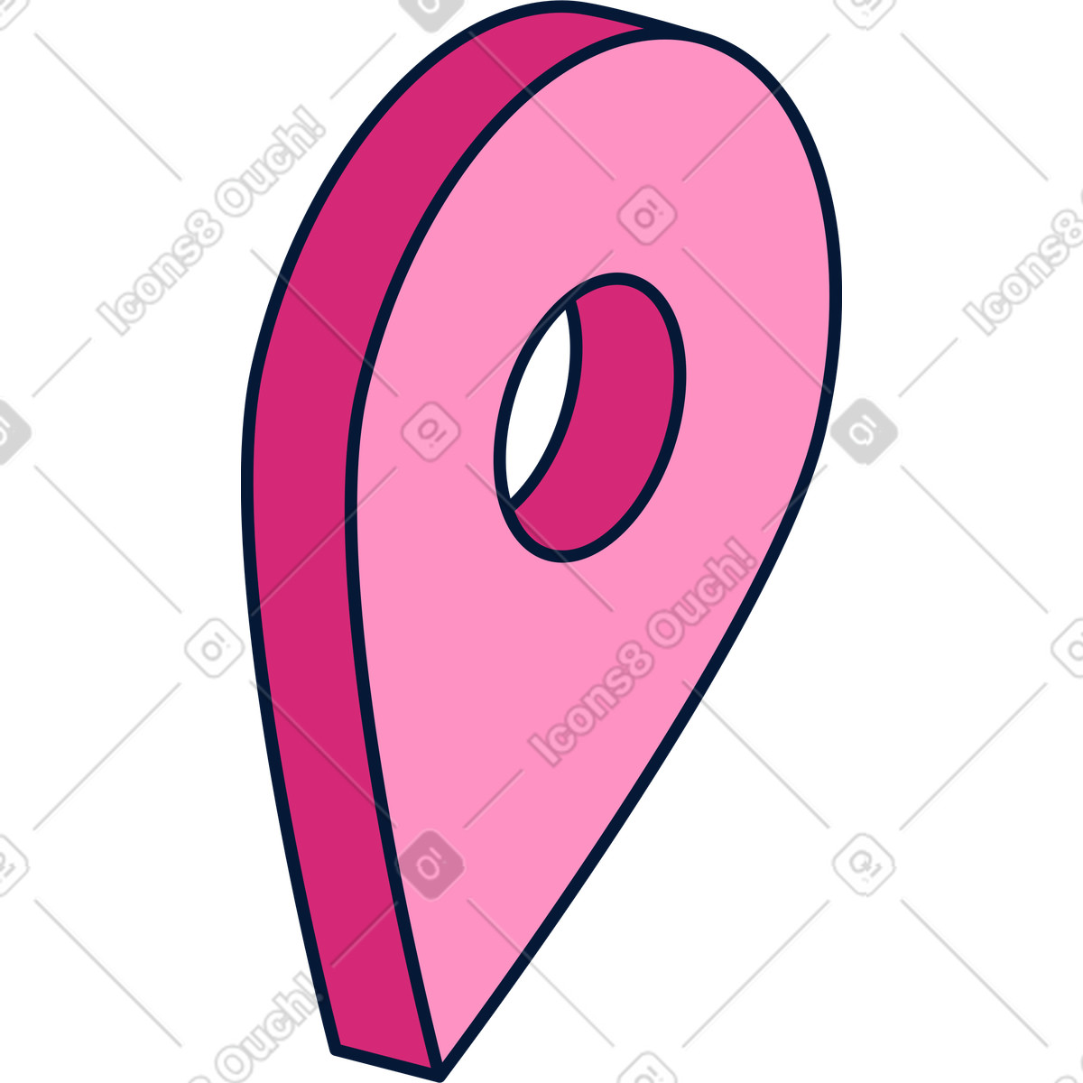 Pink location pin icon illustration in Neat style download in PNG, SVG