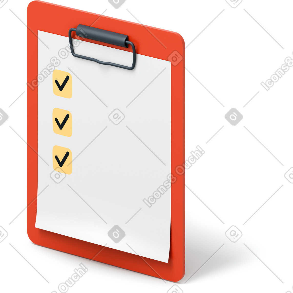 Pad rosso con lista di controllo illustrazione in stile 3D Flame scarica in PNG, SVG