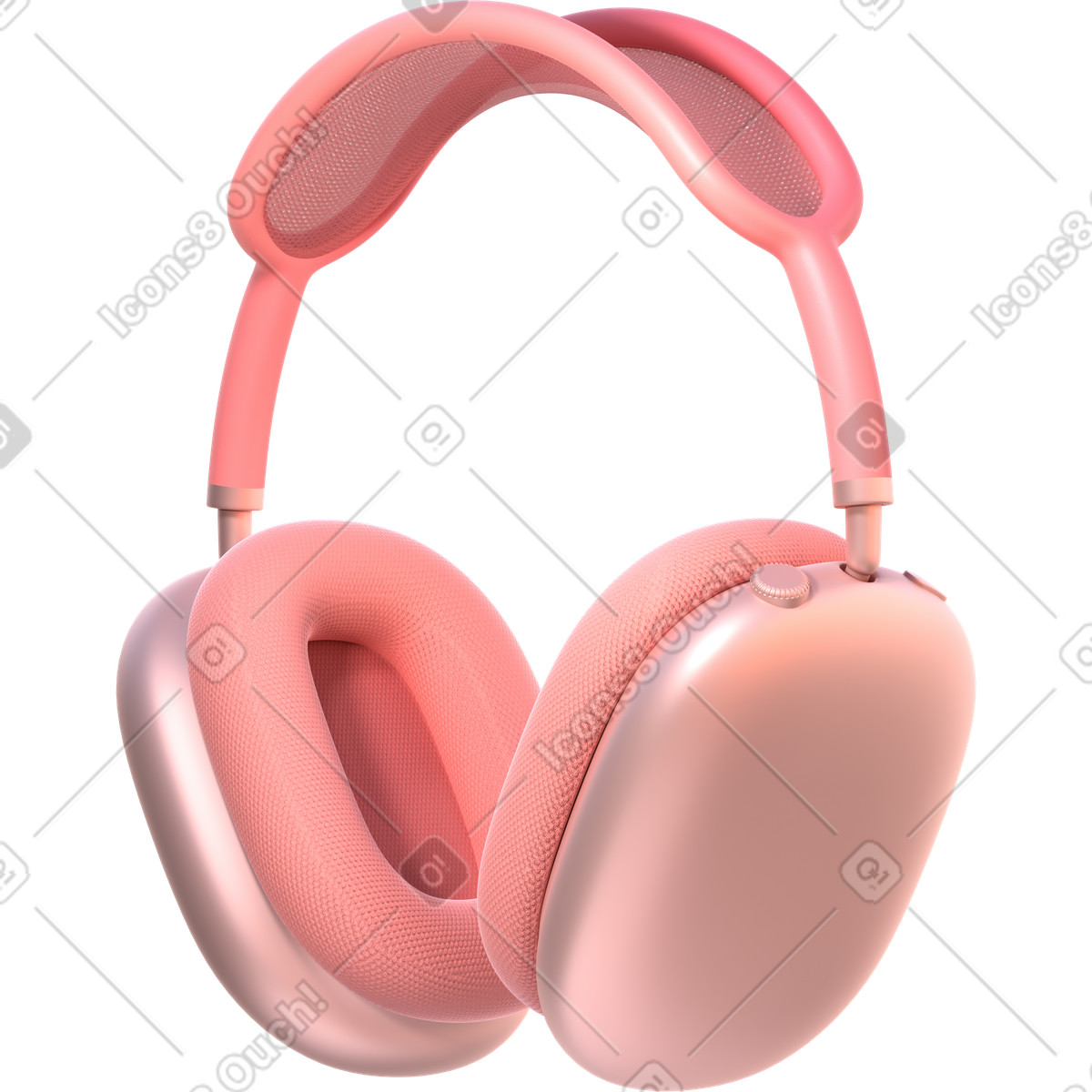 Illustration Écouteurs roses dans le style 3D Glassy à télécharger aux formats PNG, SVG