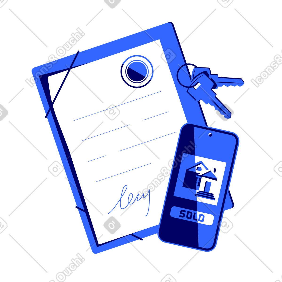 Real estate sale agreement illustration in Lounge style download in PNG, SVG
