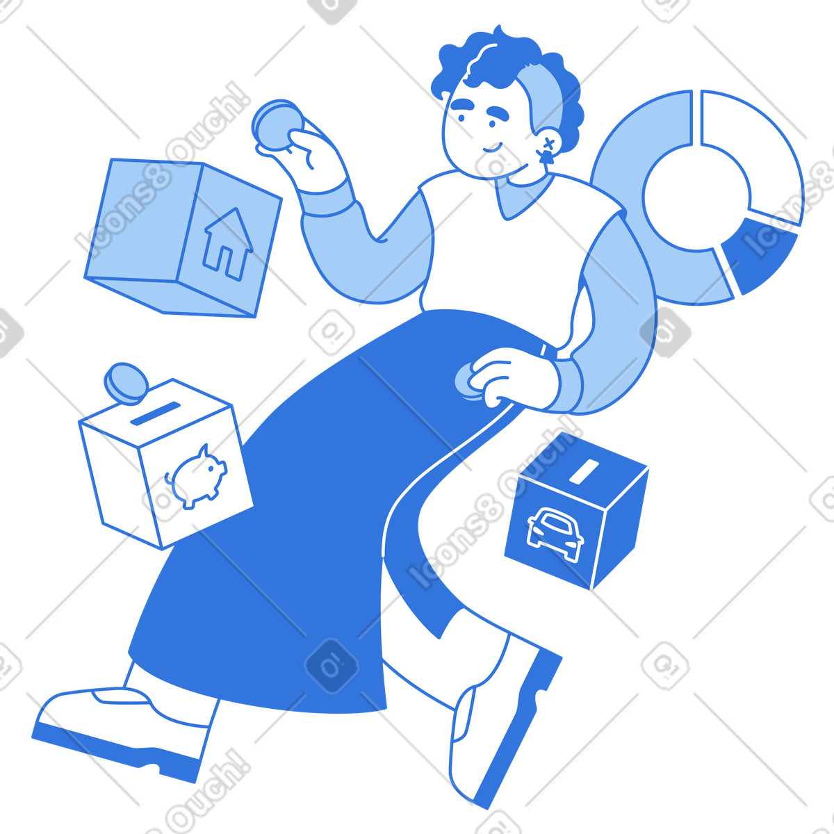 下载 Sky 风格的 Personal finance management, expense tracking and budget organization 插画，支持 PNG、SVG 格式