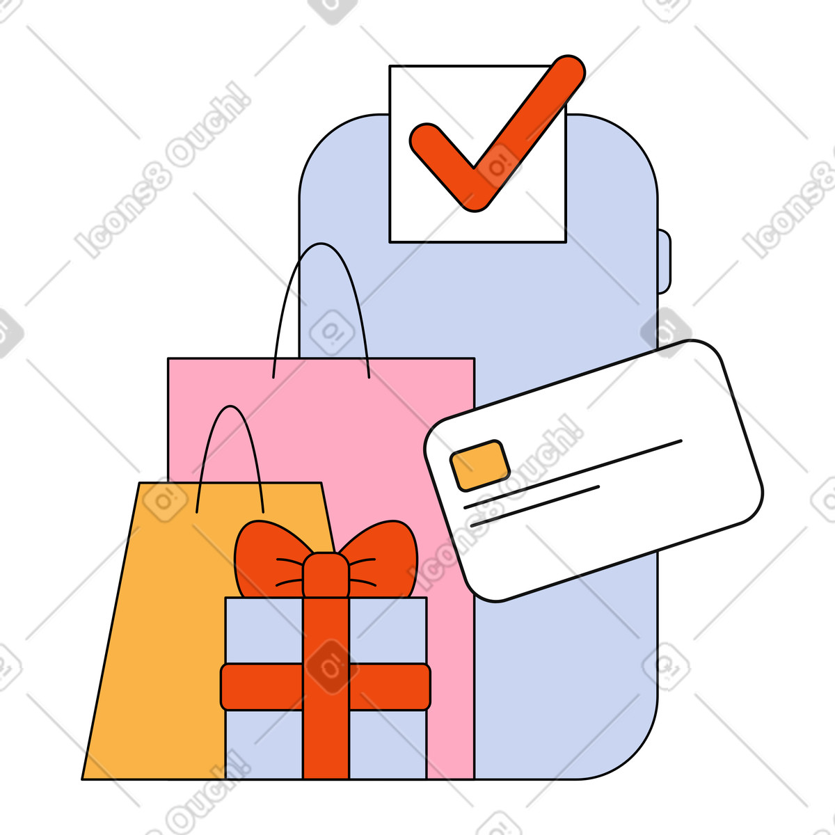 Ilustração de Pagamento bem-sucedido para pedido online em no estilo Bloom baixar em PNG, SVG