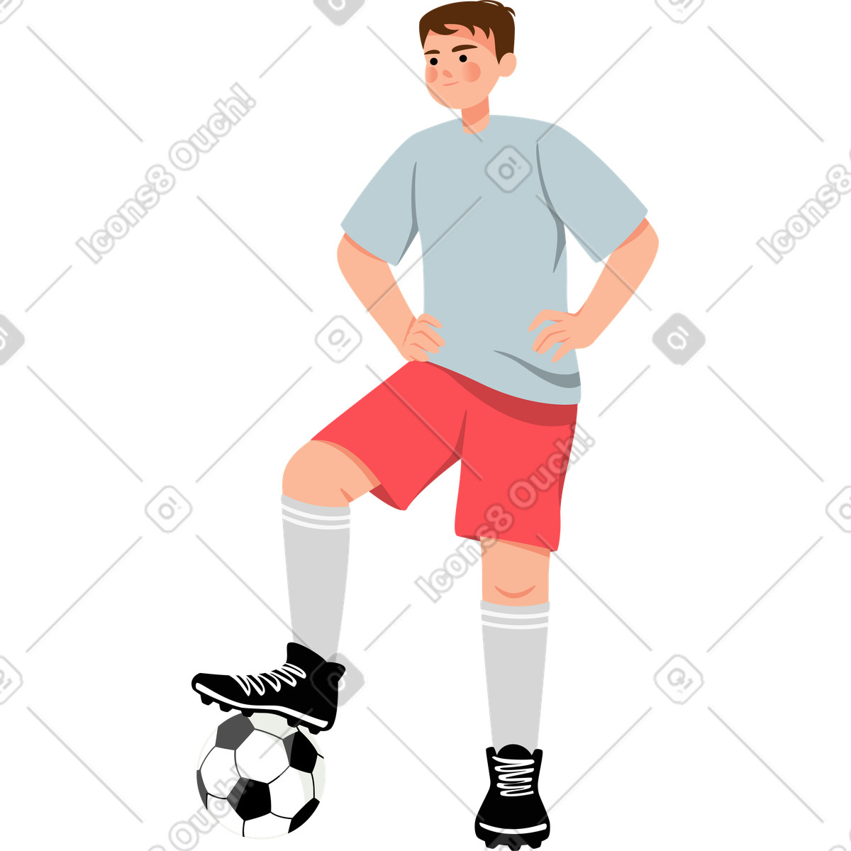 Fußballspieler mit ball-Illustration im Lagom-Stil als Download in PNG, SVG