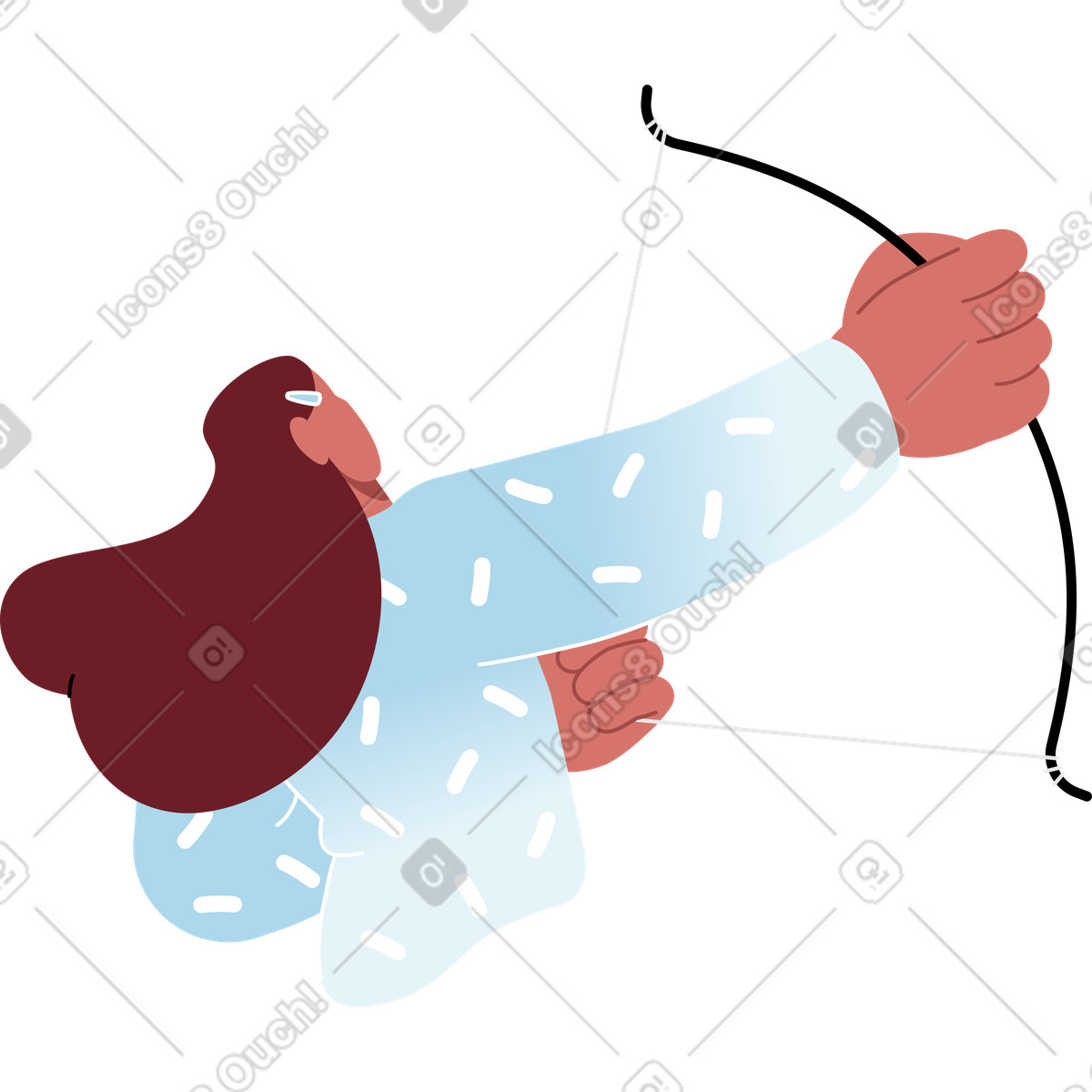 Donna che tira un arco illustrazione in stile Airy scarica in PNG, SVG