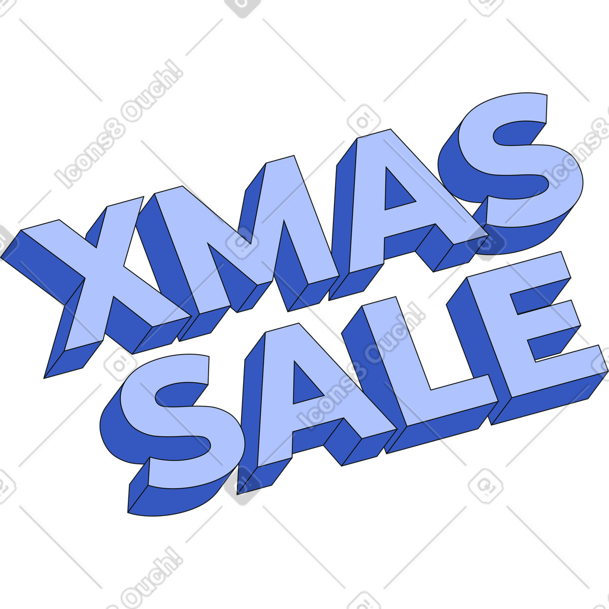 Lettering xmas sale text illustration in Techny style download in PNG, SVG
