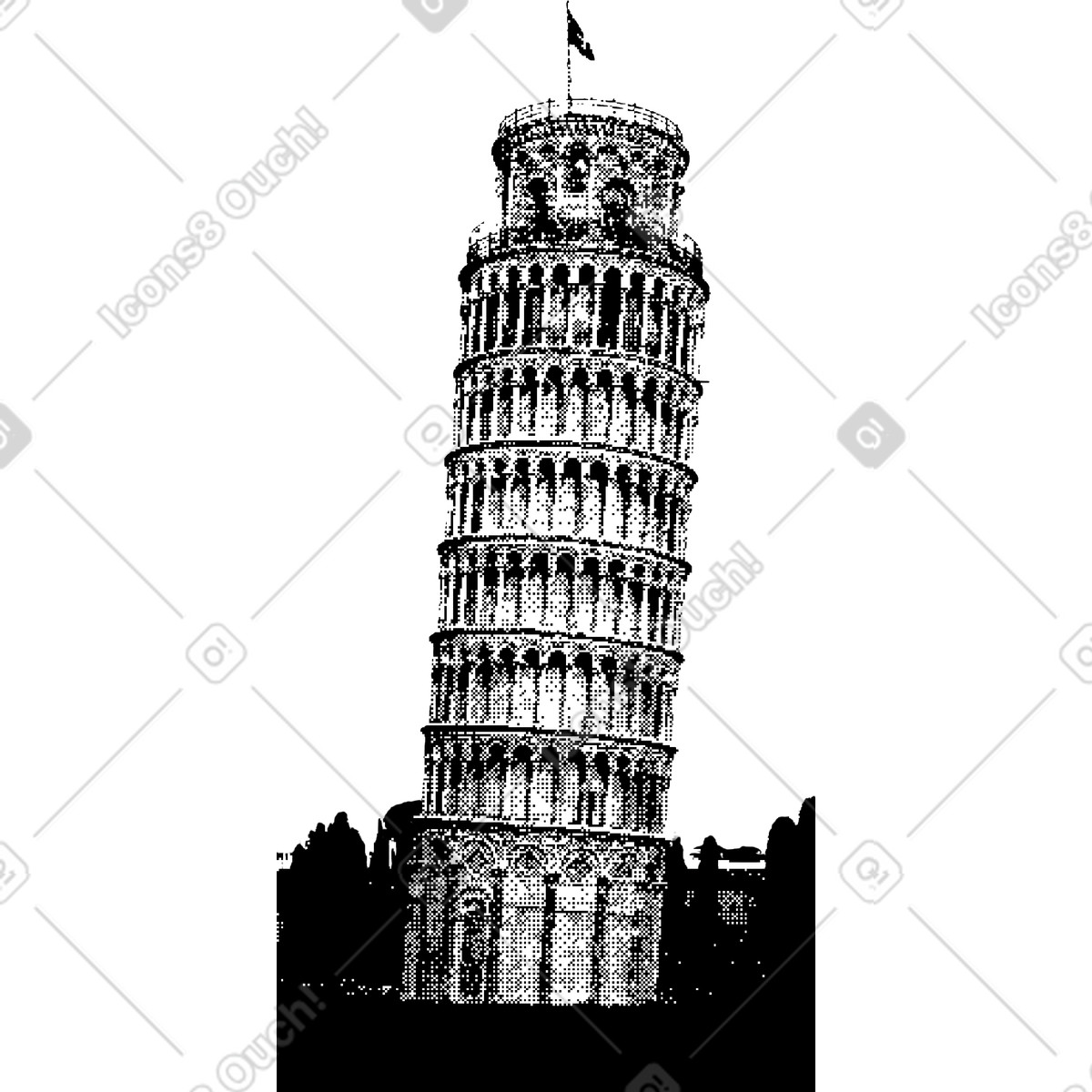 Leaning tower of pisa illustration in PNG, SVG