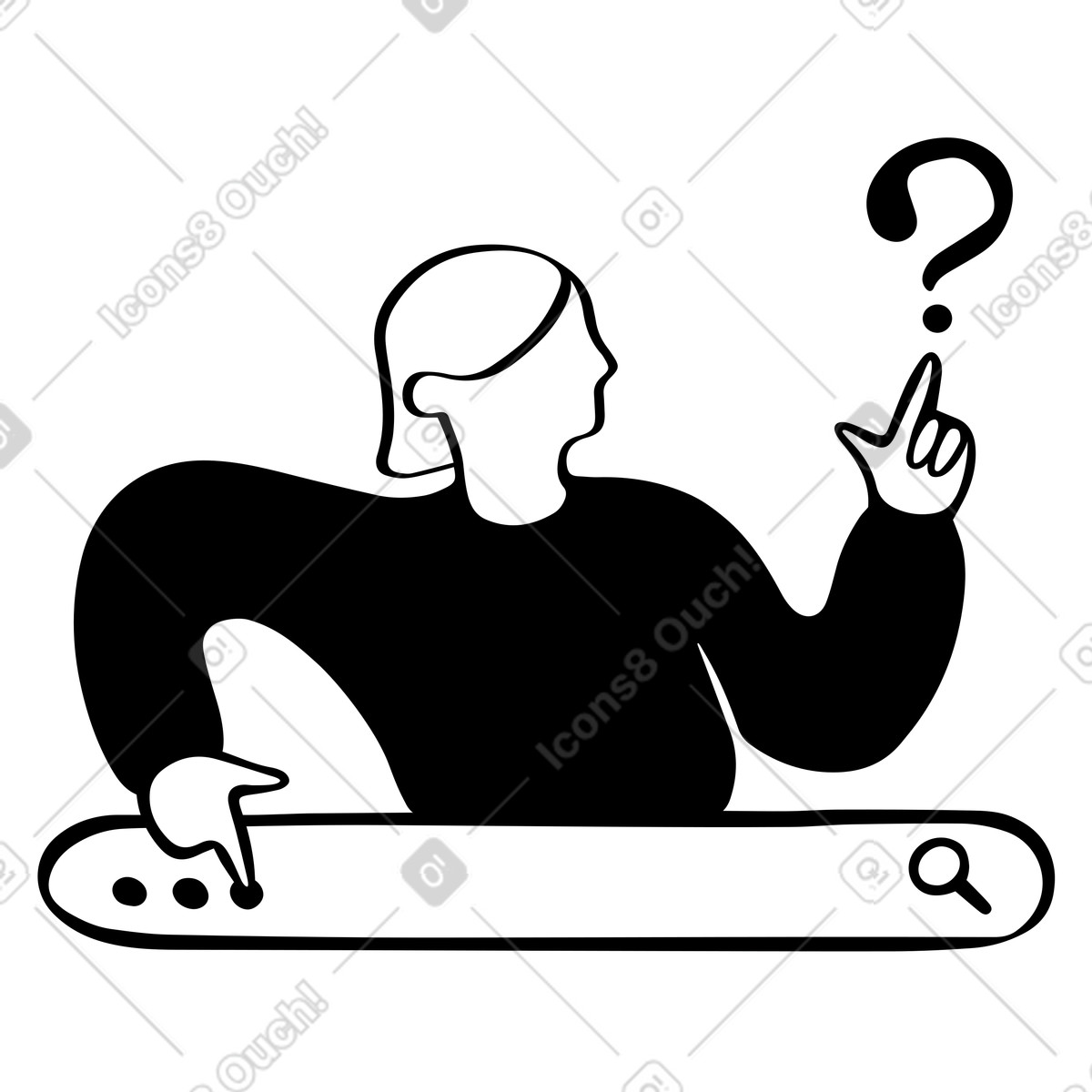 Ilustração animada de Mulher em busca de informações na internet em GIF, Lottie (JSON), AE
