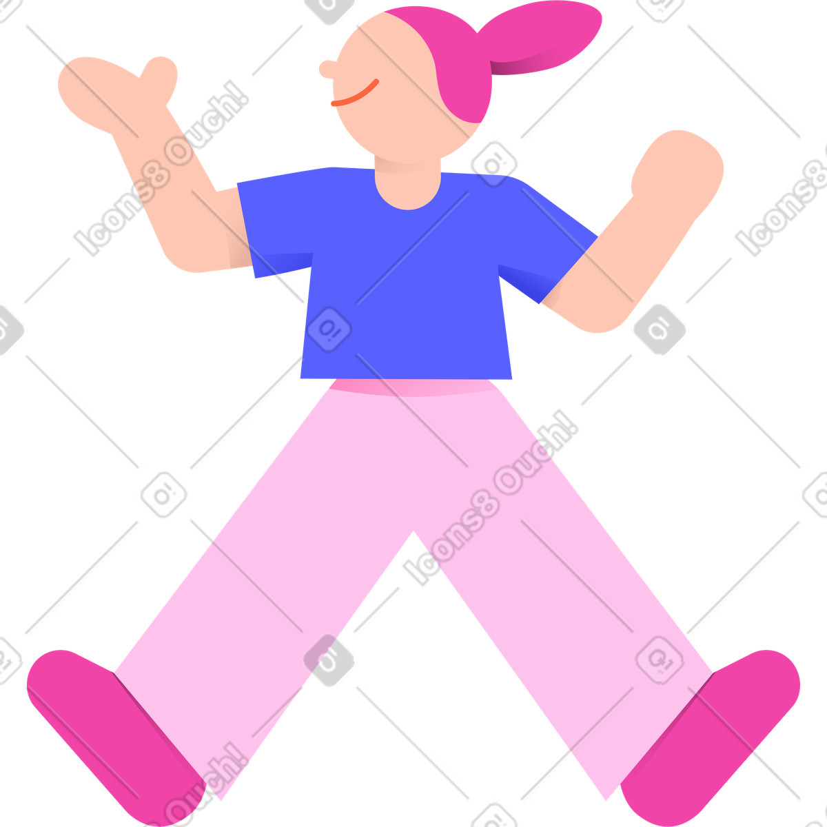 Ilustración Mujer saltando en estilo 8bit a descargar en PNG y SVG