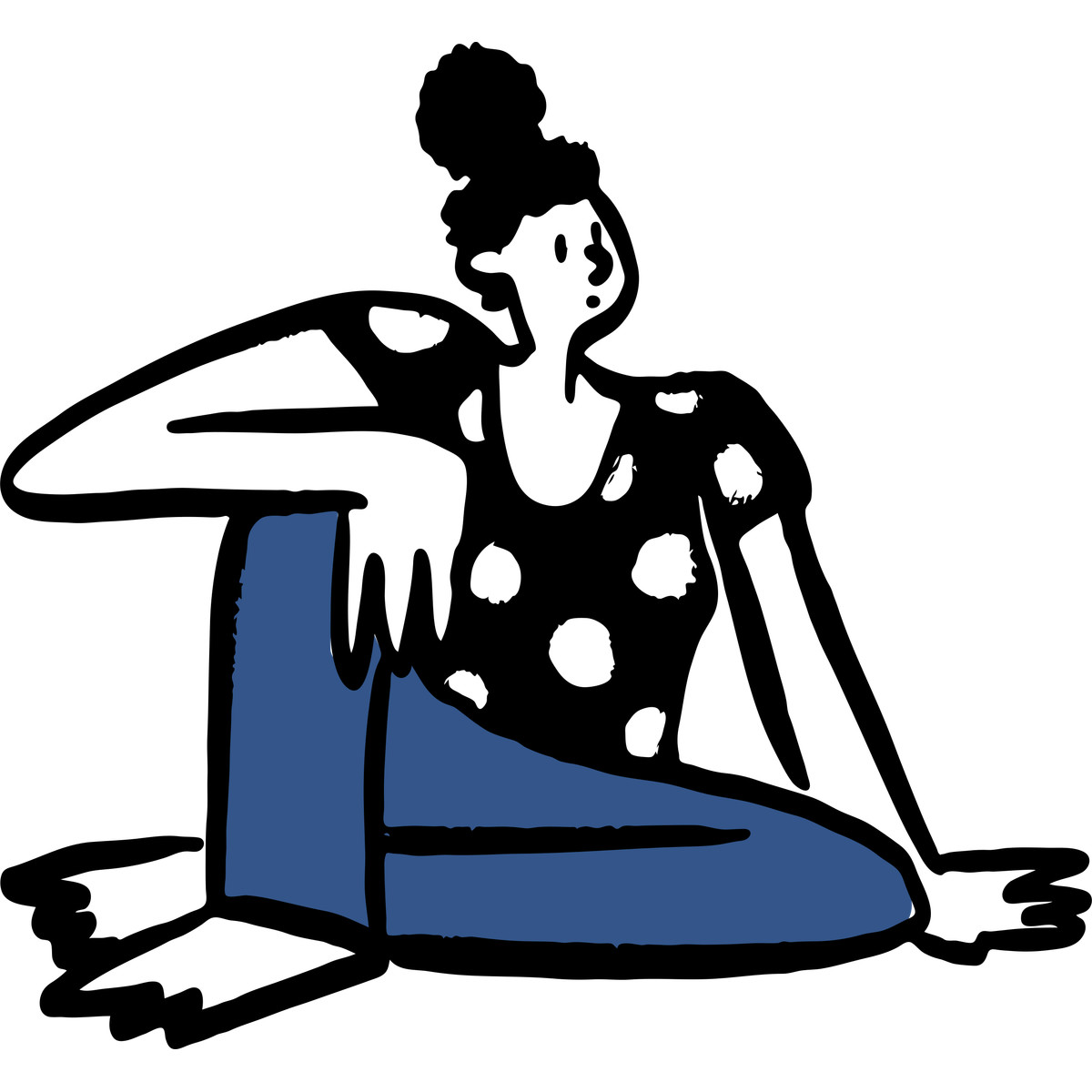 Serious woman sitting illustration in Open Doodles style download in PNG, SVG