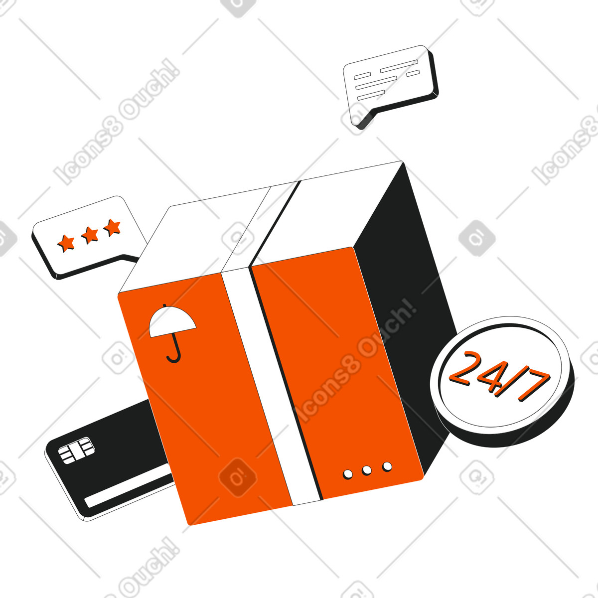 Ilustración Fast logistics and round-the-clock shipping, Product delivery service en estilo Strict a descargar en PNG y SVG