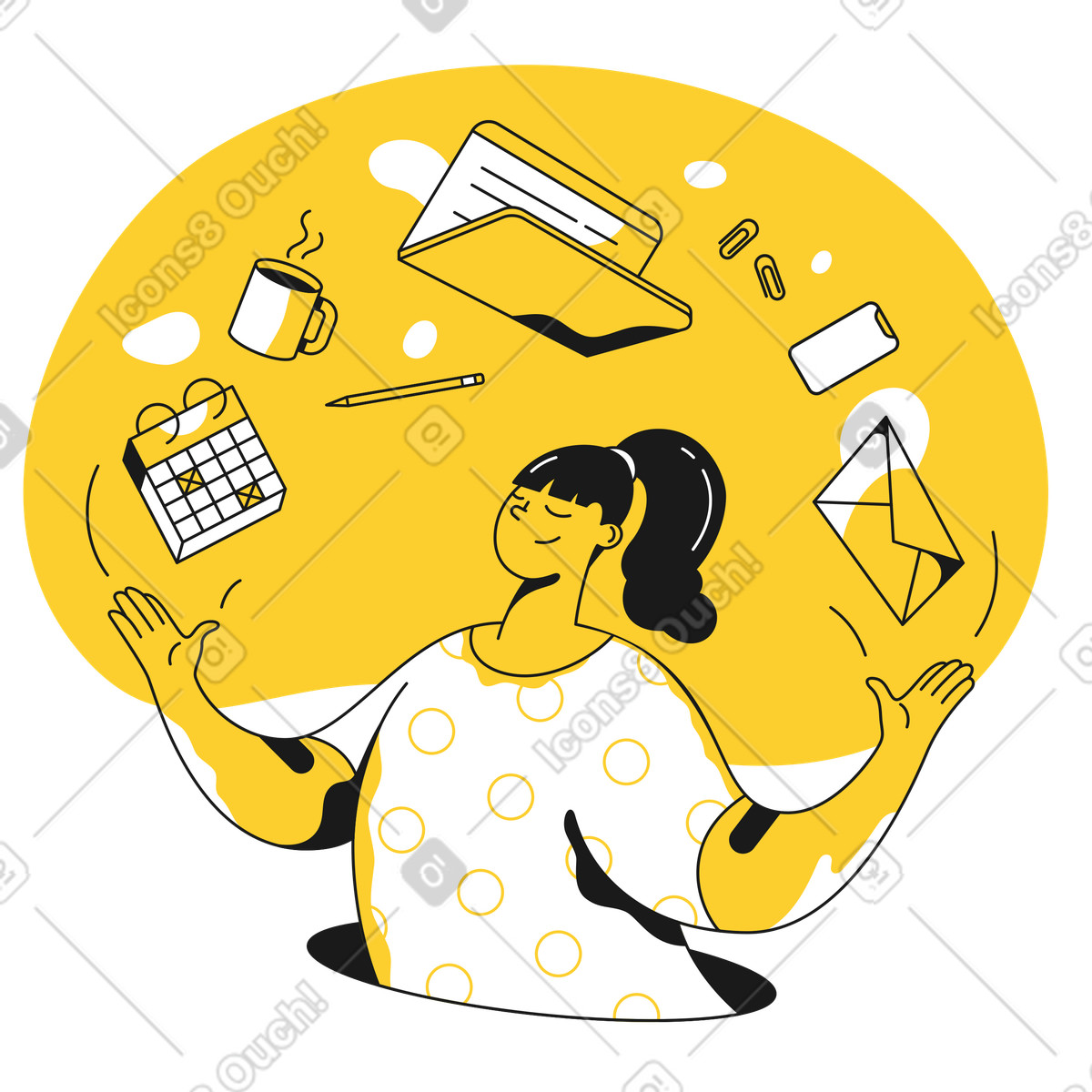 Multitasking made easy illustration in Taxi style download in PNG, SVG