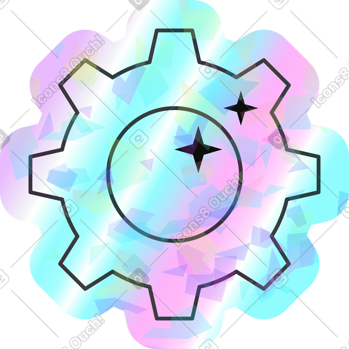 Ilustración Línea de engranajes en estilo Holostickers a descargar en PNG y SVG
