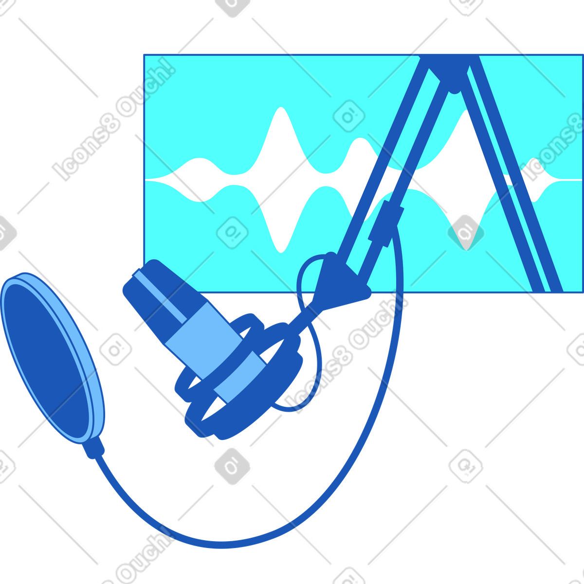 Rahmen mit mikrofon-Illustration im Storyline-Stil als Download in PNG, SVG