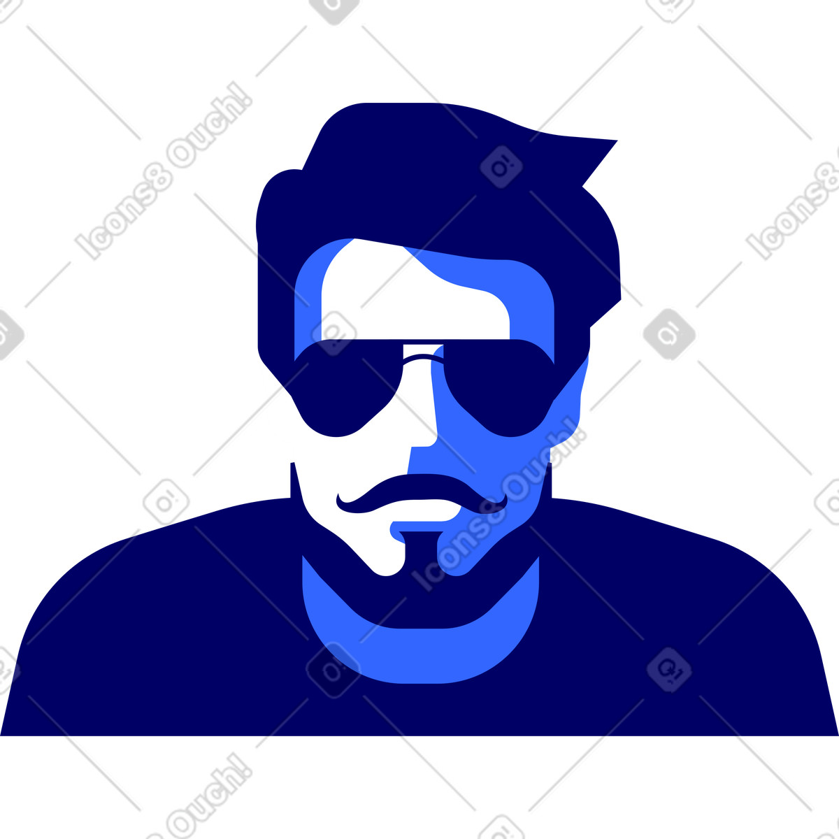 Hipster man with dark glasses illustration in Lounge style download in PNG, SVG