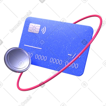 Contactless bank card with coin, Digital payment method PNG, SVG