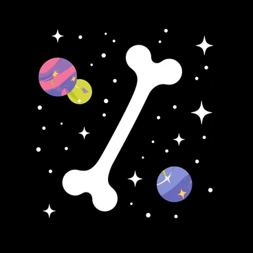 A large white wishbone is floating in the blackness of space, illuminated by the glow of distant stars. Tiny twinkling white and yellow stars surround the wishbone, creating a sparkling effect. In the background, colorful galaxies swirl with vibrant blues, purples, and pinks, adding depth to the cosmic scene. The wishbone appears to be drifting gracefully among the celestial bodies, capturing the viewer's attention in this vast universe.