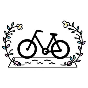 A vintage-style doormat featuring an old-fashioned bicycle, complete with a large front wheel and a smaller rear wheel. The bicycle is positioned to the left of the mat, surrounded by intricate flowering vines that weave around the frame. The vines display delicate blossoms in soft colors, enhancing the vintage theme. The doormat has a textured surface that complements the classic design, creating a warm and inviting entryway.