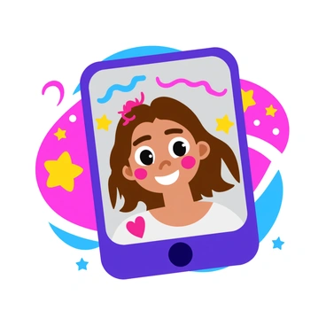 A selfie being altered with imaginative filters and overlays